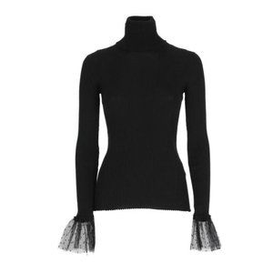 RED Valentino Lace-Cuffs Roll-Neck Knitted Jumper Small